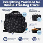 Rubyloo Original Doggy Bag™ Dog Travel Bag for Supplies with Travel Bowls | 2 BPA-Free Collapsible Bowls, 2 Pet Food Containers, TSA-Ready, Road Trips, Camping, Weekend Getaways, Doggy Gift, Paw Print - Image 3