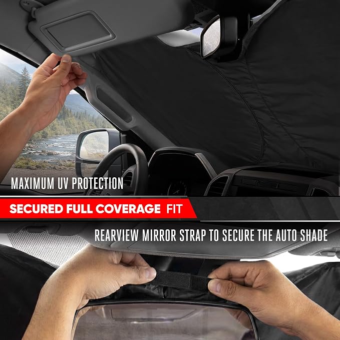 Motor Trend Custom Fit Ford F150 Sun Shade for Windshield 2015-2020 Ford F150 Accessories - Car Accessories Foldable Front Windshield Car Sun Shade - Automotive Interior Sunshade Visor UV Protection - Image 4