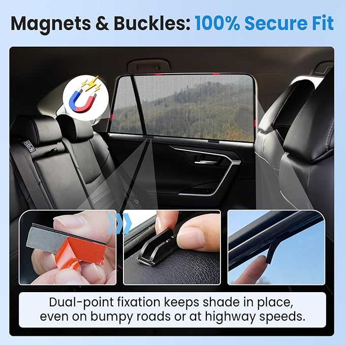 KUST Car Window Shades for 2016-2021 Honda Civic Sedan Accessories, Breathable Mesh Magnetic Window Covers, Rear Back Side Window Sun Shades UV Block Privacy Protection for Baby Camping Napping 2PCS - Image 5