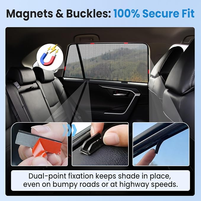 KUST Car Window Shades for 2019-2024 Toyota RAV4 Accessories, Breathable Mesh Magnetic Window Covers, Rear Back Side Window Sun Shades UV Block Privacy Protection for Baby Camping Napping 2PCS - Image 6