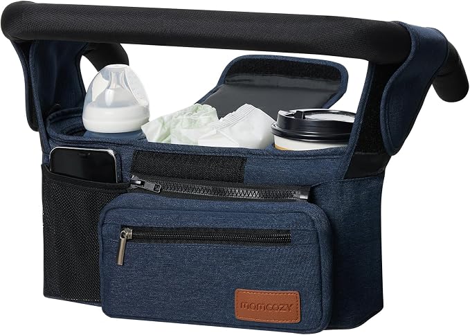 Momcozy Universal Stroller Organizer with Insulated Cup Holder | Detachable Phone Bag and Shoulder Strap, Fits for Uppababy, Baby Jogger, Britax, BOB, Umbrella, and Pet Strollers by Momcozy