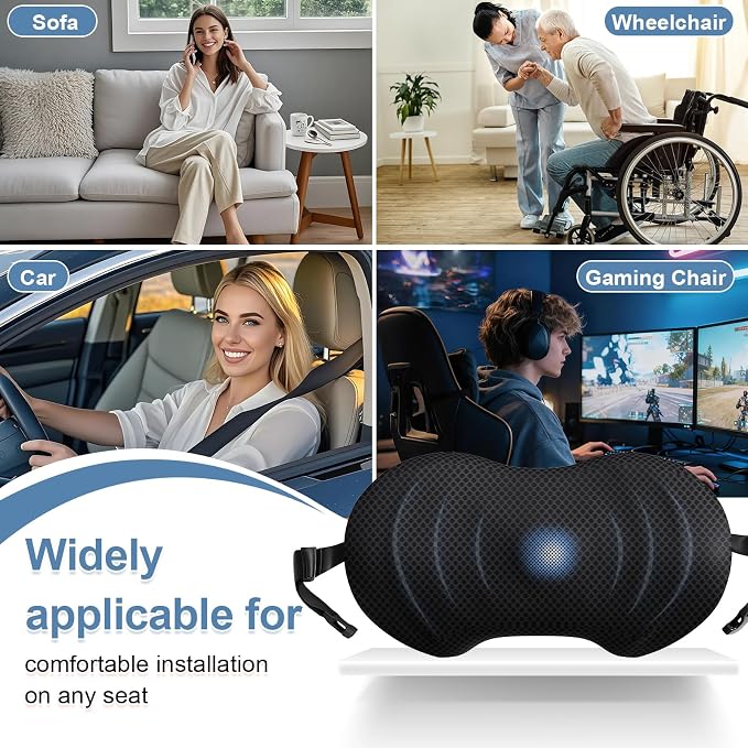 BYMECOST Lumbar Support Pillow for Car, Ergonomic Back Cushion | Memory Foam Lower Back Support Cushion with Strap for Driving, Lumbar Pillow for Pain Relief, for Office Chair, Long Sitting - Image 5