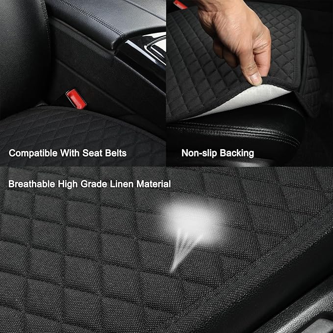 West Llama Linen Car Seat Covers,Bottom Seat Covers for Cars Include 1 Piece Front Driver Seat Pad Mat Universal Fits 90% Vehicles,SUVs,Cars,Sedans(1Piece-Black) - Image 4
