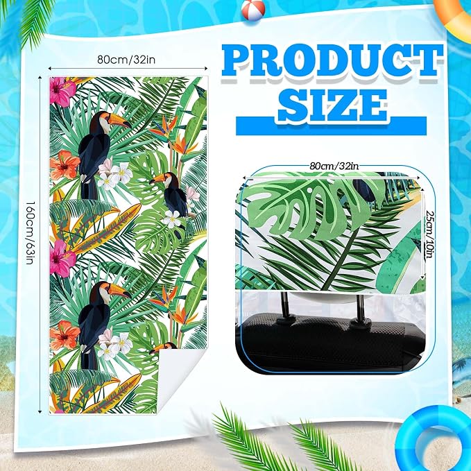 1 Pack Car Seat Towel Cover with Storage Bag, Tropical Toucan Style | 63 x 32 in Car Towel Seat Cover Non Slip Waterproof, Gym Workout Swimming Running, Machine Washable Sweat Absorbent Protector - Image 2
