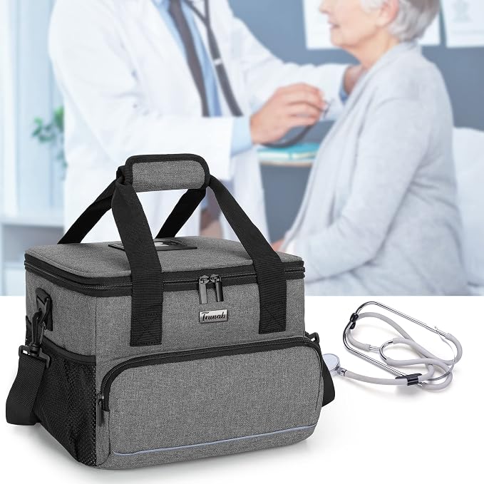 Trunab Insulated Medical Bag with Dividers, Medicine Pouch,Grey | Empty Bag for Custom Setup, Ideal for Home, Travel and Camping - Image 5