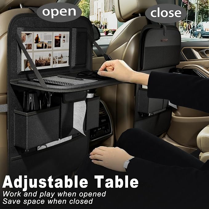 XDV Car Seat Organizers,Multi-functional Back Seat Protectors, Storage Pouches, and Tray Holders (for Cars, Kids, Seat Back and Rear Seats) (Plain Black, 1 Pcs) - Image 4