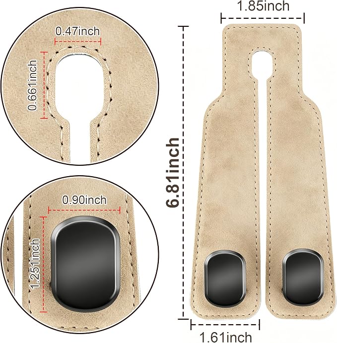 SUKIPIN Car Hooks, Car Seat Headrest Hooks for Purses and Bags 2-Pack Beige | Car Accessories for Women, Solid Durable Construction, Quick Tool-free Mounting, Universal Fit for Most Vehicle Headrests - Image 2