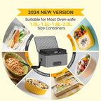 Portable Oven, 12V 24V 110V-240V Car Food Warmer Portable Personal Mini Oven Electric Heated Lunch Box for Meals Reheating & Raw Food Cooking for Road Trip/Camping/Picnic/Family Gathering(Gray) - Image 4