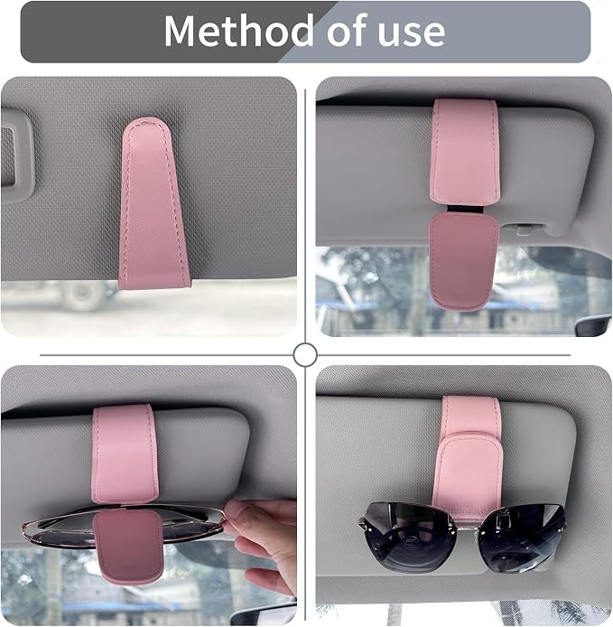 TILDOSAC Magnetic Sunglass Holder for Car Visor,Leather Glasses Holder,Vehicle Accessories Sunglasses Visor Clip for Truck 2 Pack - Image 5