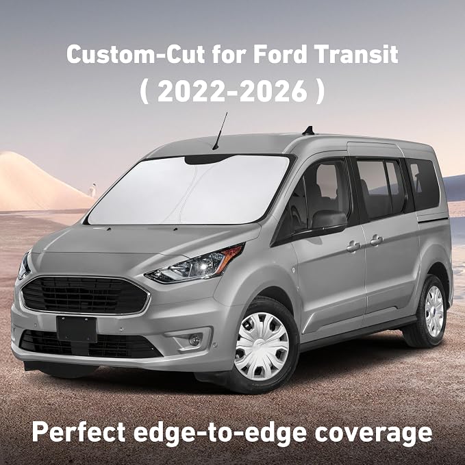 EcoNour Windshield Sunshade Compatible for Ford ETransit 2022-2025 2026 | Sun Visor for Front Windshield & Window Sun Shade Cover, UV Heat Blocker & Protector, Car Accessories - Image 2
