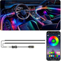 Jushope Interior Car LED Strip Lights, USB Car Ambient Lighting (2 in 1) | Dynamic Dream-color Chasing Wireless APP Control Music Sync Flexible Acrylic LED Lights for Car by Jushope