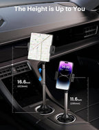 JSAUX Car Cup Holder Phone Mount for Foldable Phones & Mini Tablets | Sturdy Metal Long Arm, Flexible Height and Angle, Adjustable Base, Secure Phone Grip, Fits 2.17-4.33 in Car Cup Holders - Image 4