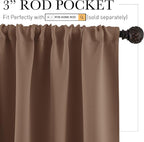 RYB HOME Basement Bathroom Kitchen Cafe Blackout Privacy Window Curtains | Thermal Insulated, Light UV Heat Blocking, Privacy, Short Curtain Tiers for Laundry Room, W34 x L30, Mocha, 2 Panels - Image 2