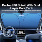 Titanium Silver Windshield Sun Shade for Ford F150 2021-2025 | Ice Blue Reflective Layer, UPF 50+ UV and Heat Blocking, Foldable, Hot-Weather Interior Protection, for Cars, SUVs and Trucks - Image 3