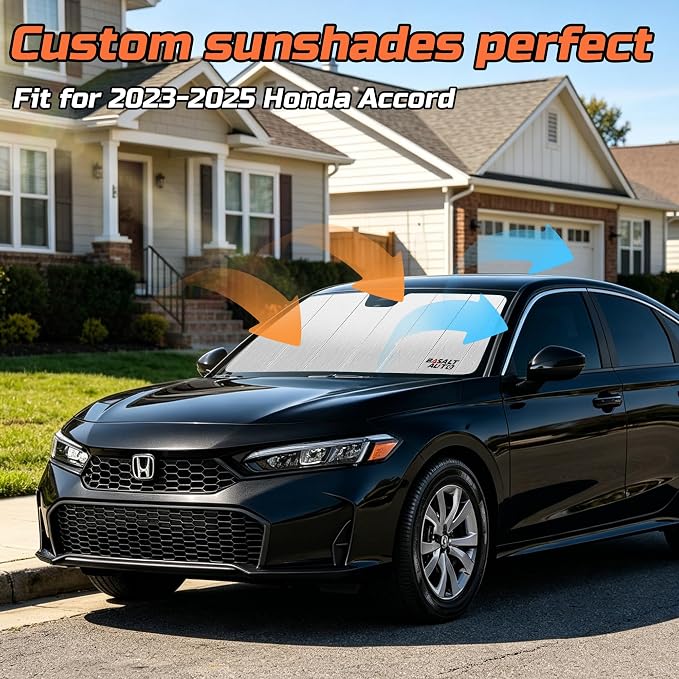 2023-2026 Accord Windshield Sun Shade Compatible for 2023-2026 Honda Accord Silver Reflective Foldable Front Sun Visor Sunshade Protector with Storage Bag Keep Interior Cool - Image 2