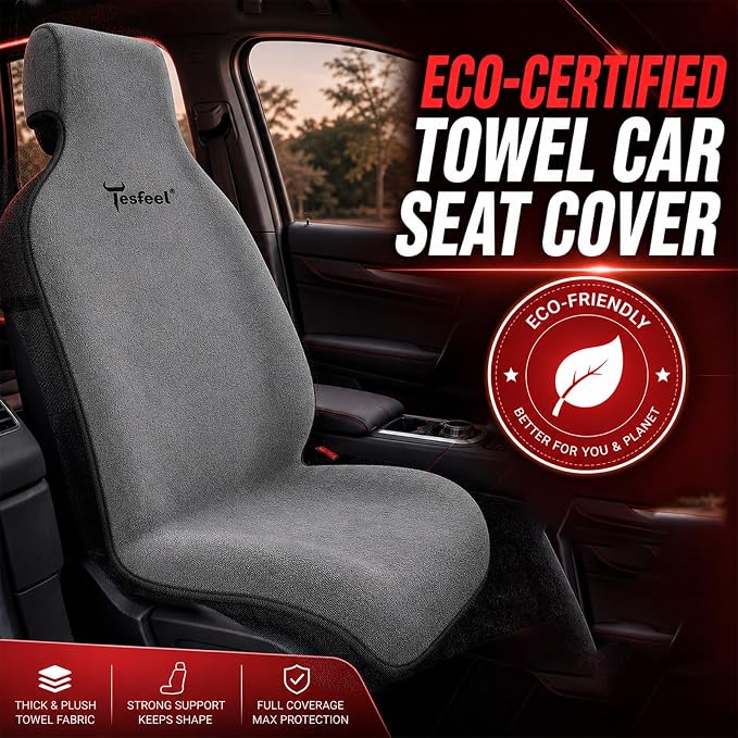Car Seat Cover Towel 1PCS, 600g Ultra-Thick Absorbent Terry Cloth Seat Protector for Post-Gym Sweat & Beach, Universal Fit for Sedans SUV Trucks, Machine Washable Interior Protection (Gray) - Image 2
