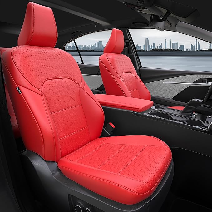 Custom Fit Seat Covers for Toyota Camry 2025 2026 Hybrid, Red | Only Fit for Camry LE/SE 2025-2026, Full Coverage, Faux Leather, Protective, Scratch-resistant, Easy-clean by FEINEPRO