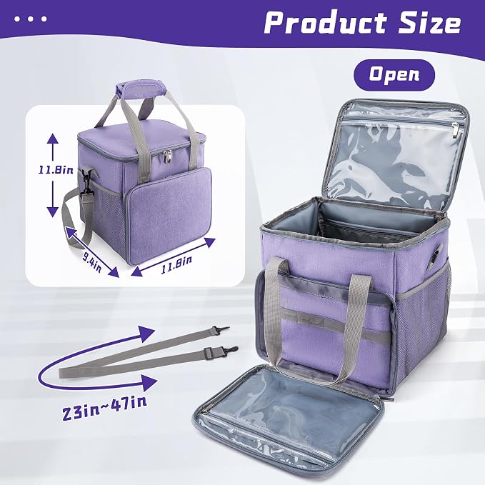 SMYV Pet Grooming Bag for Dog Grooming Supplies, Dog Tote Travel Bag for Pets Grooming Tools Kit Accessories - Light Purple - Image 2