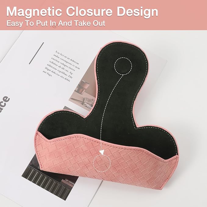 KINIVA Pink Car Visor Sunglass Holder Leather Glasses Case with Magnetic Closure for Car Interior Accessories - Image 5