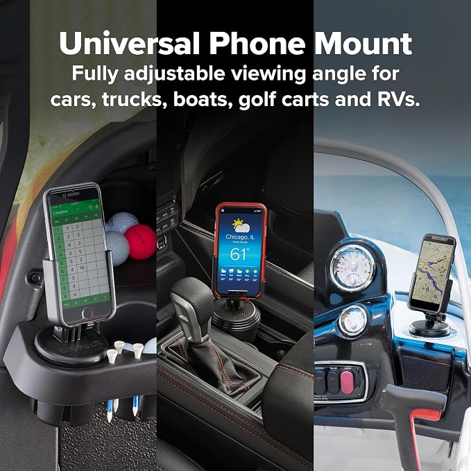 WeatherTech CupFone, Universal Cup Holder Phone Mount for Cars – Adjustable & Secure Fit with Open Access for Charging – Compatible with iPhone, Android - Metal Knobs, Gold - Image 6