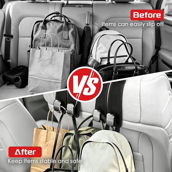 Car Headrest Hook, Grey, 2-Pack - Image 5