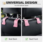 SINGARO 4 Pack Car Seat Headrest Hooks, Vehicle Back Seat Hanger Storage Organizer for Purse Handbag Backpack Coat Grocery, 360° Rotating Heavy Duty Holds 44lbs, Pink - Image 4