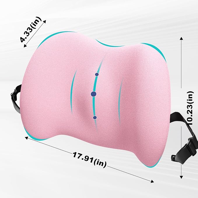 BYMECOST Lumbar Support Pillow for Car, Memory Foam Car Back Cushion | Car Seat Back Pillow for Driving, Adjustable Strap, Ergonomic Lower Back Support Pillow, Office Chairs and Wheelchairs - Image 2