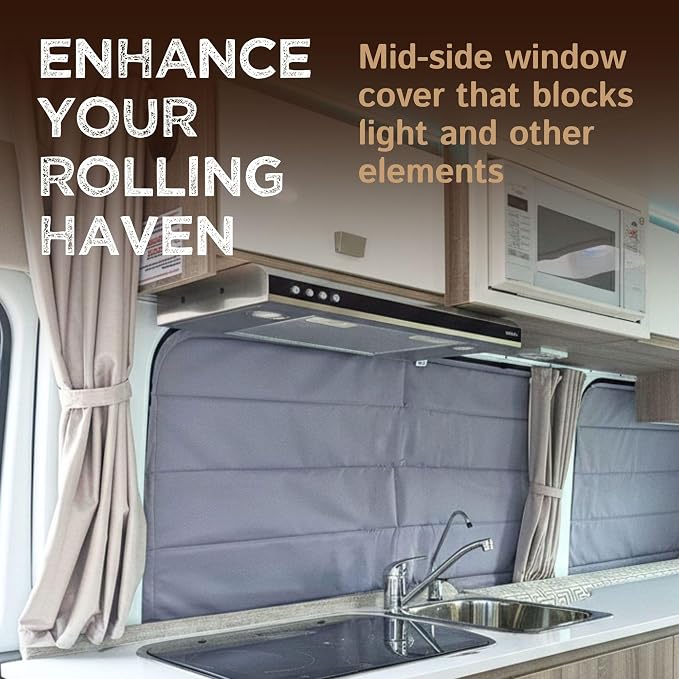 Living in a Bubble Insulated Blackout Mid Right Side Window Cover for Mercedes Sprinter Van Year 2007-2026 170" Length LWB & XLWB, NCV3 & VS30 (Bare Metal Frame) - Image 3