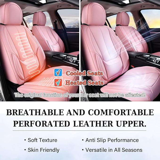 Coverado Seat Covers, Car Seat Covers Front Seats, Car Seat Cover, Car Seat Protector Waterproof, Car Seat Cushion Leather, Pink Seat Covers Carseat Cover Universal Fit for Most Cars - Image 7