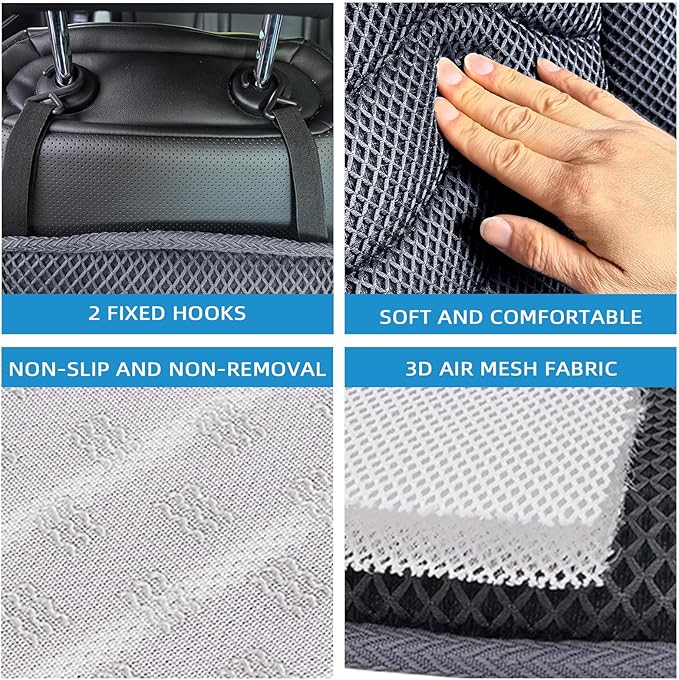 AEROiVi Car Seat Cushion with Back Support Pillow Breathable Mesh Non-Slip | Lumbar Support Car Seat Cushion for Long Sitting Comfort Seat Protector Pad Works with Truck SUV Quick Drying Washable - Image 3