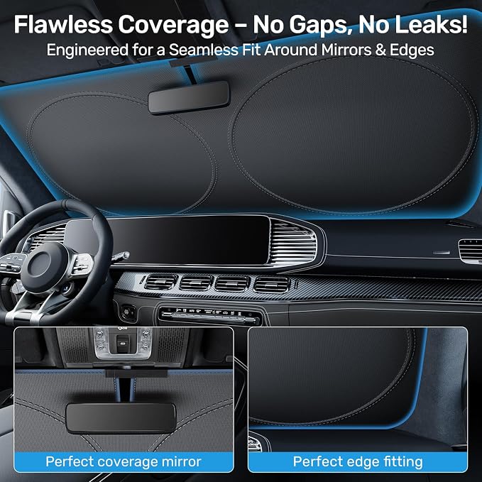 2026 Upgraded Zanch Windshield Sun Shade for Off-Road SUV, 60''x21'' | UV Protection & Heat Reduction, Light-Blocking, Heavy-Duty, Easy to Store&Setup, Keep Interiors Cool, Sun Shield for Parking - Image 5