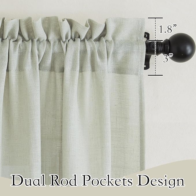 RYB HOME Extra Long Linen Curtains 120 inches for Living Room, Light Filtering Privacy Protection Vertical Decorative 2 Panels Set Window Treatments for Bedroom, Sage Green, W 52 x L 120 inches - Image 2