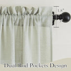 RYB HOME Green Linen Curtains 90 inches Long for Living Room | Light Filtering, Privacy Protection, Farmhouse Country Home Decor, Sliding Patio Door, Sage Green, W52 x L90, 2 Panels Set - Image 2