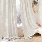 RYB HOME Linen Textured Sheer Curtains 84 inches Long for Living Room | Privacy Semi-Transparent Sheer, Window Curtains for Bathroom, French Door, Rod Pocket, Linen, W70 x L84, 1 Pair - Image 6