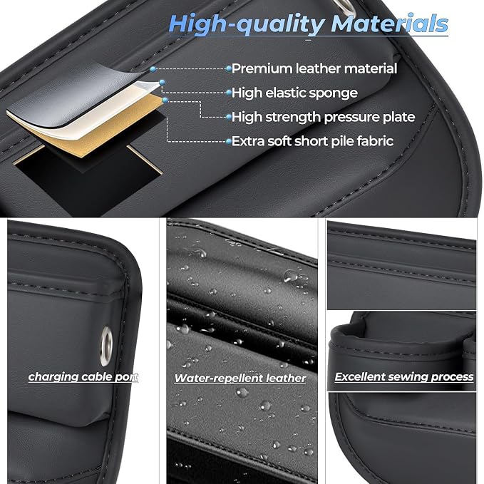 Anti-Drop Car Seat Gap Filler Organizer, Premium Leather Console Organizer, Easy Access to Phone/Keys, Universal Fit for Car SUV Truck Multi-Purpose Essentials Organizer(2PC) - Image 4