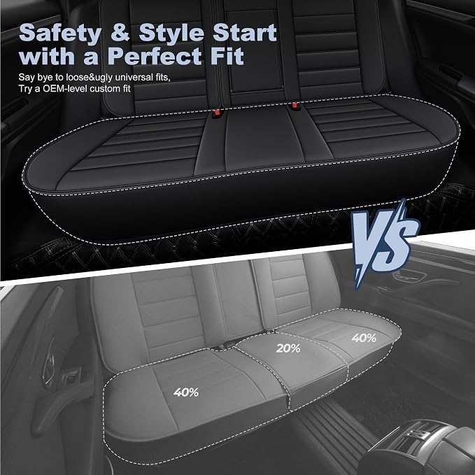 IKABEVEM Custom for Honda Civic 2022-2026 Seat Covers 11th Gen Full Set Luxury Faux Leather Car Seat Protector Interior Accessories(Black) - Image 4