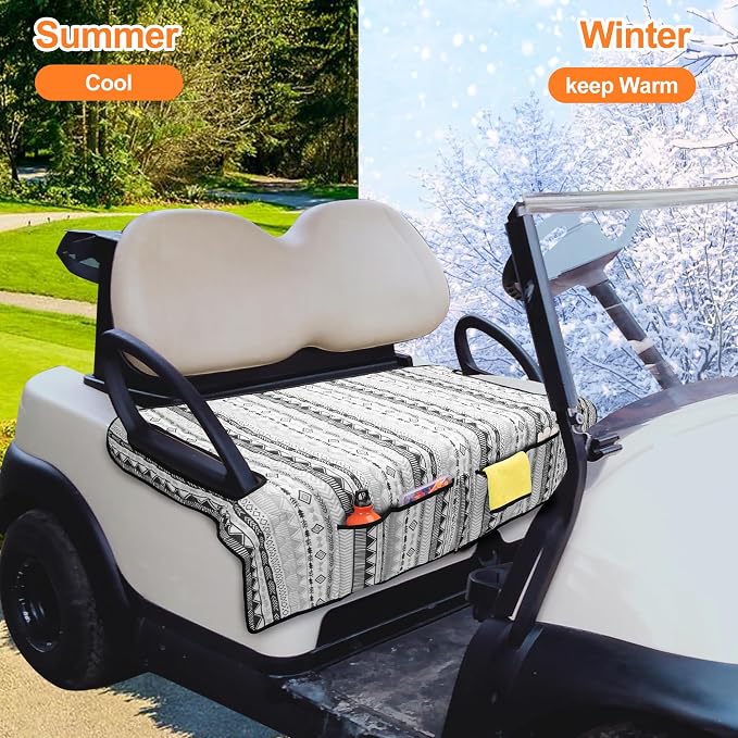 PGmoon Golf Cart Seat Covers with 4 Front Pockets & Nonskid Bottom | Universal Golf Cart Seat Towel Blanket Fits for EZGO, Yamaha, Club Car and More 2 Person Seats Golf Carts - Image 7