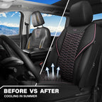 CAR PASS 3D Foam Mesh Leather Car Seat Covers Front Seats,Breathable Mesh Front Seat Covers for Women,Universal Fit for Cars SUV Truck Sedan Van Automotive, Armrest Airbag Compatible,Black and Pink - Image 6