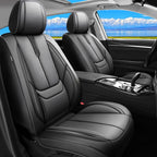 Fit Titan Car Seat Covers (5 Seats) for Select Nissan Titan 2009-2024 2025 2026 - Full Coverage Leather,Airbag Compatible, Waterproof & All Weather Seat Cushion Protector,Full Set,Black by Unknown