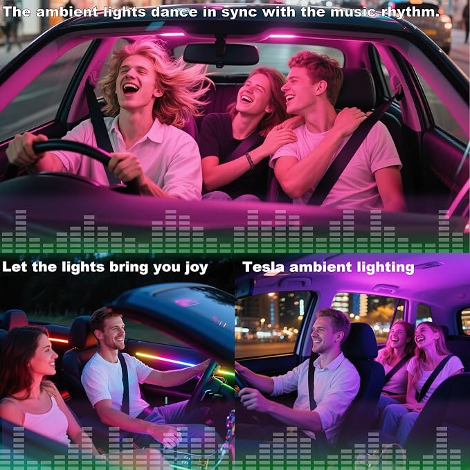 LED Car Ambient Lighting Strip for Tesla High Brightness with APP Control Multiple Colors and Car LED Strip Lighting Neon Lights for Model 3/Y (Dashboard& Center Console) - Image 8