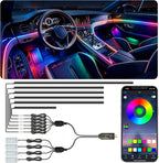 Jushope Interior Car LED Strip Lights, USB Car Ambient Lighting (10 in 1) | Dynamic Dream-color Chasing Wireless APP Control Music Sync Flexible Acrylic LED Lights for Car by Jushope