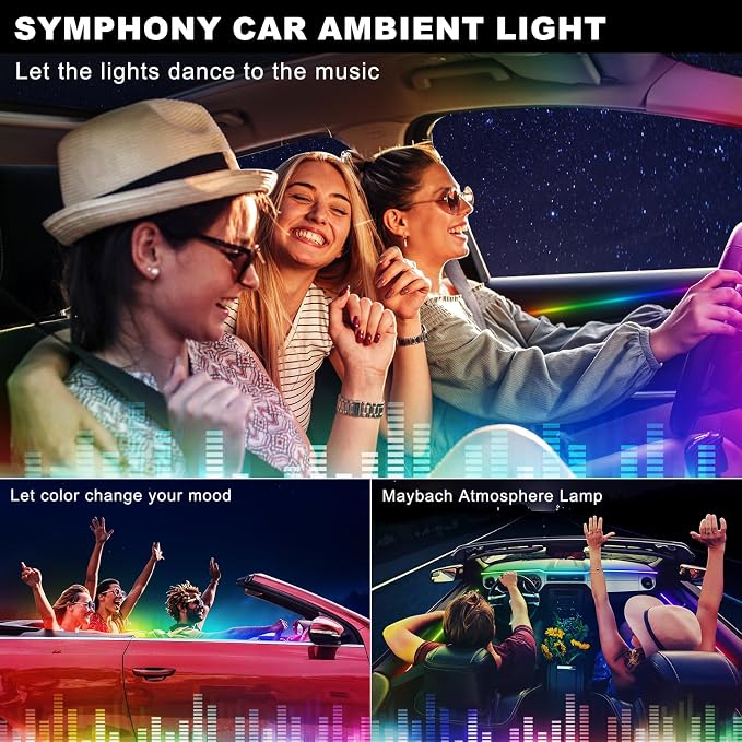 Dreamcolor Acrylic Interior Car LED Strip Light with Wireless APP, RGB 22 in 1 with 175 inches 600 LEDs Fiber Optic Car Ambient Lighting Kits, Dual Zone Sound Active Function LED Strip for Car - Image 7