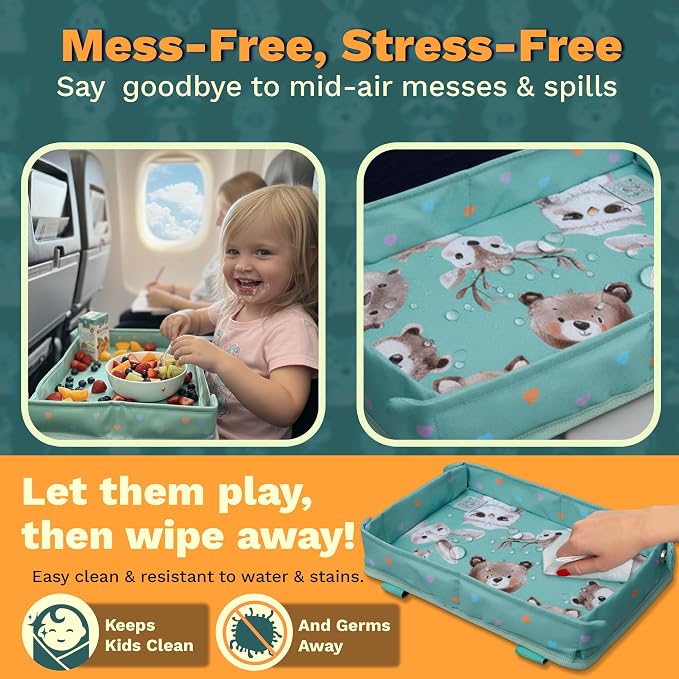 Waterproof Airplane Tray Table Cover – Universal Fit & Easy Setup – Airplane Tray Cover Kids - Use in Buses, Trains, High Chairs I Plane Travel Essentials for Kids 1-5 Years - Image 4