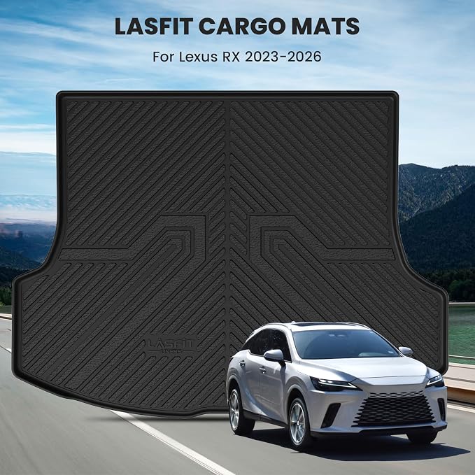LASFIT Cargo Mat for 2023-2026 Lexus RX RX350 RX350h RX500h, Black | All Weather RX350 RX350h Custom Fit TPE Cargo Liner, Full Coverage Secure-Fit Trunk Liner, Easy to Wash - Image 2