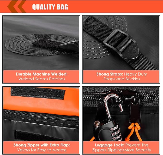 Hitch Mount Cargo Carrier Luggage Bag Waterproof 16 Cubic Feet Luggage Rack | Soft Shell Luggage Bag,Include 8 Reinforced Straps,Combination Lock,for All Vehicle with Steel Trailer Cargo Carrier Basket - Image 5