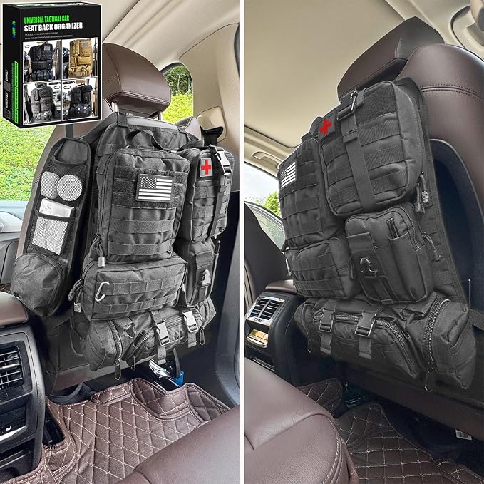 7 PACK Tactical Seat back organizer Truck organizer With 6 Detachable Pouches Universal For Car Truck Ford Jeep Military-Grade Heavier Panels With Multi-functional Packs (Army green) - Image 2