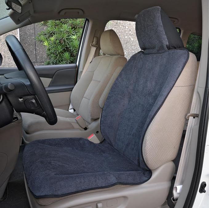 BDK UltraFit Waterproof Towel Seat Covers for Cars - 1 Piece Washable Cloth Car Seat Cover Towels Front Seats - Sweat Seats Protector for Gym, Swimming, Surfing, Running - Universal Fit for Most Cars - Image 2