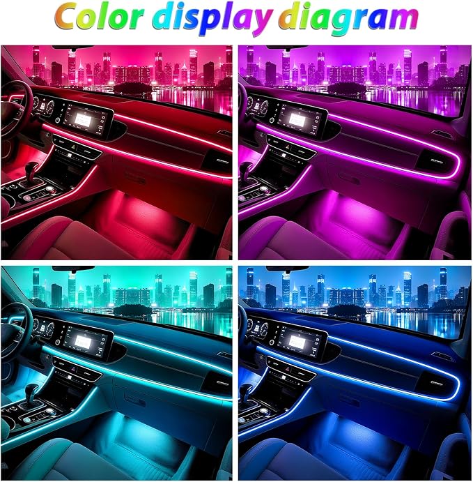 RGB-IC Car Led Strip Lights, Interior Car Lights, App and Remote Control Ambient Lighting Kit with 16 Million Colors Fiber Optics&Music Sync Rhythm, USB Neon Light Accessories for Center Console&Door - Image 7