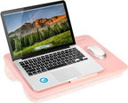 LAPGEAR The Original Lap Desk – Rose Quartz, Fits 17" Laptops | Microbead Cushion, Device Ledge, Built-In Pencil Tray, Carry Handle by LapGear