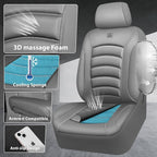 CAR PASS 3D Foam PU Leather Car Seat Covers, Universal Seat Covers Full Sets for Trucks SUV Sedan Automotive Seat Covers Armrest Airbag Compatible Waterproof Comfortable Faux Nappa Leather All Gray - Image 2